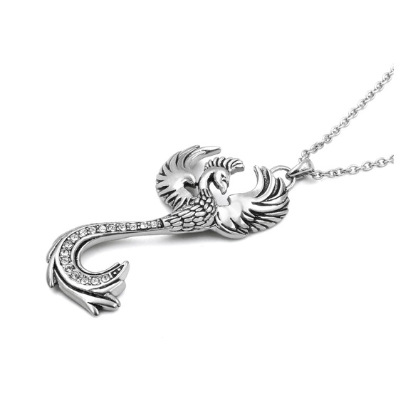 Phoenix Necklace with 17 Austrian Crystals- Bird of Paradise-NWT Stainless - Picture 4 of 6